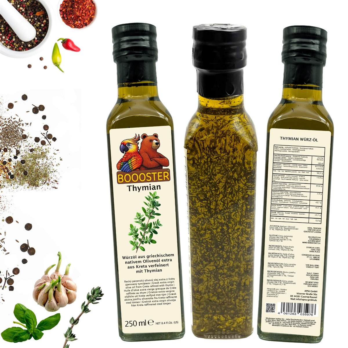 BOOOSTER Thymian Würz-Öl 250ml Griechisches, natives Olivenöl aus Kreta