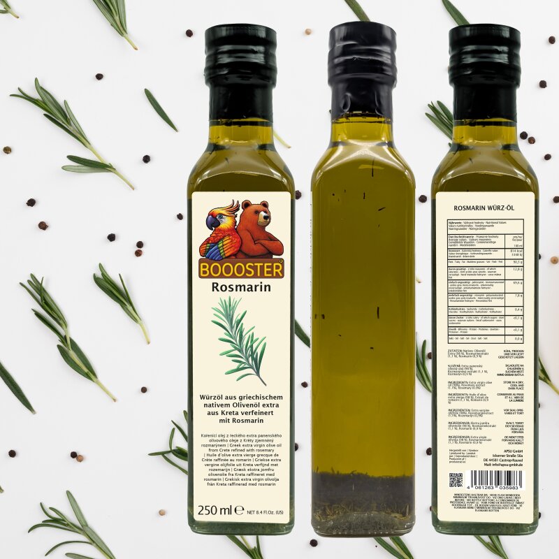 Apsu BOOOSTER Rosmarin Würz-Öl 250ml aus griechischem Nativen Olivenöl Extra