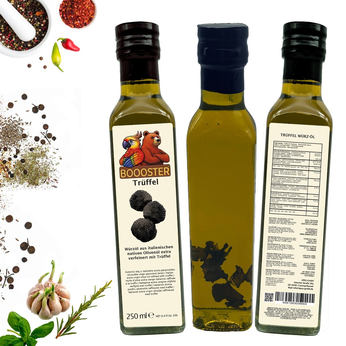 BOOOSTER Trüffel Würz-Öl 250ml Natives Olivenöl Extra aus Italien